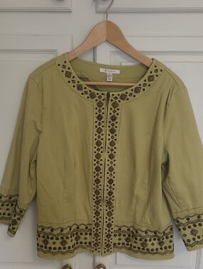 Vintage JM Collection Embroidered Light Olive Jacket